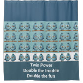 Twin Whimsical Birds Blauw Douchegordijn (Voorkant)