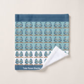 Twin Whimsical Birds Blauw Dubbel probleem Bad Handdoek (Wasdoekje)