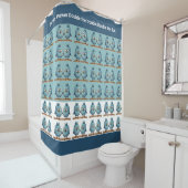 Twin Whimsical Birds Blauw Dubbel probleem Douchegordijn (In situ)