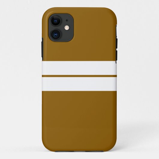 Twin White Racing Stripes Gouden Bruine Achtergron Case-Mate iPhone Case (Achterkant)