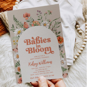 Twin Wildflower Baby Shower Uitnodigingen