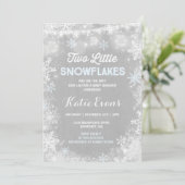 Twin Winter Baby shower Invitation Rustic Blue Kaart (Staand voorkant)