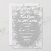 Twin Winter Baby shower Invitation Rustic White Kaart (Voorkant)
