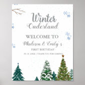 Twin Winter Onderland Kerstmis Welkom Verjaardag Poster (Voorkant)