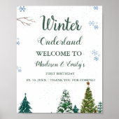 Twin Winter Onderland Kerstmis Welkom Verjaardag Poster (Voorkant)