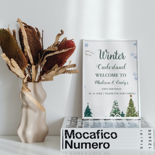 Twin Winter Onderland Kerstmis Welkom Verjaardag Poster