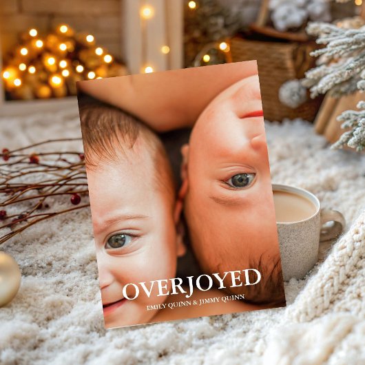 Twin Winter Overjoyed vakantiefoto geboorte Aankondiging
