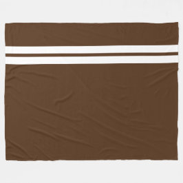 Twin wit sportieve racestrepen op cacaobroen fleece deken