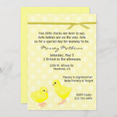 Twin Yellow Chicken Shower Invitation Kaart (Voorkant / Achterkant)
