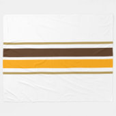 Twin Yellow Cocoa Brown Racing Stripes op wit Fleece Deken (Voorkant (Horizontaal))
