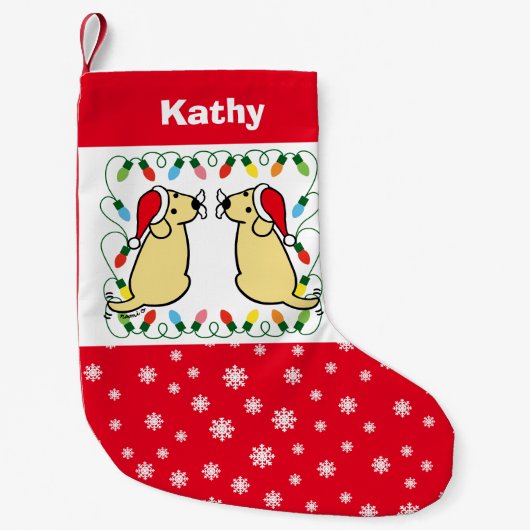 Twin Yellow Labrador Santas Kleine Kerstsok (Voorkant)