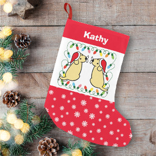 Twin Yellow Labrador Santas Kleine Kerstsok