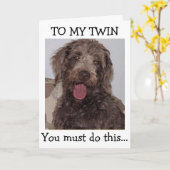 TWIN=YOU "MUST" HAVE A HAPPY BIRTHDAY ZEGT PUP KAART (Gele Bloem)