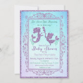 TWIN Zeemeermin Onder het Zee Baby shower Invitati Kaart (Voorkant)