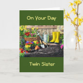 **TWIN ZUSTER** ONTSPAN / HET IS JE DAG KAART (Gele Bloem)