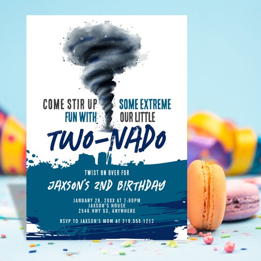 Twinado Tornado Blue Grunge Verjaardag Kaart