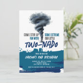 Twinado Tornado Blue Grunge Verjaardag Kaart (Staand voorkant)