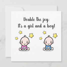 twinbaby felicitatieskaart, nieuwe tweeling aangek kaart