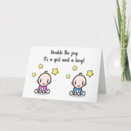 twinbaby felicitatieskaart, nieuwe tweeling kaart