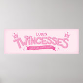 Twincess Twin Girl Baby shower Poster (roze) (Voorkant)