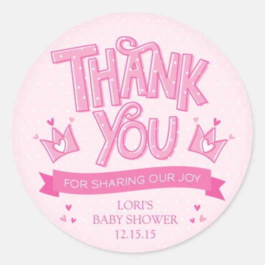 Twincess Twin Meisjes Baby shower Dank u Sticker (Voorkant)