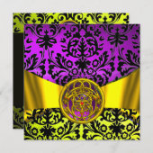 TWINDE DRAGONS GOLD PAARSE ZWARTE DAMASKMONOGRAM KAART (Voorkant / Achterkant)