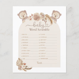 Twinden Beren Word Scramble Baby shower Game