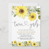 Twindenergie baby shower met gele zonnebloem kaart (Voorkant)