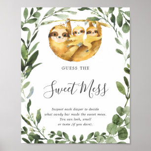 Twindenergie-Baby shower raadt de zoete Mess Poster