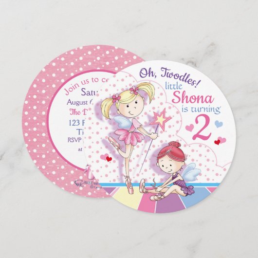 Twindenergie, Cute Ballet Girls, 2 jaar oud Kaart (Voorkant / Achterkant)