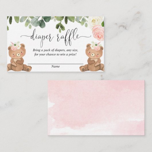 Twindenergie draagt roze florale diaper raffinage informatiekaartje (Voorkant / Achterkant)