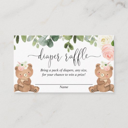 Twindenergie draagt roze florale diaper raffinage informatiekaartje (Voorkant)