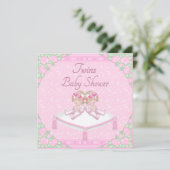 Twindenergie, kussen en Rozen Roze Baby shower Kaart (Staand voorkant)