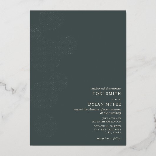 Twine Wereldbollen Emerald Wedding Folie Uitnodigi Folie Uitnodiging (Voorkant)