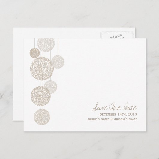 Twine Wereldbollen Modern Wedding Save the Date Aankondigingskaart (Voorkant / Achterkant)