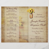Twine Wrapped Mason Jar Sunflower Wedding Programm (Voorkant)