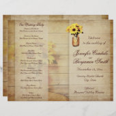 Twine Wrapped Mason Jar Sunflower Wedding Programm (Voorkant / Achterkant)