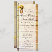Twine Wrapped Mason Jar Sunflower Wedding Programs Programmakaart (Voorkant / Achterkant)
