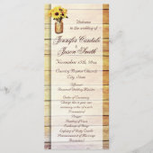 Twine Wrapped Mason Jar Sunflower Wedding Programs Programmakaart (Voorkant)