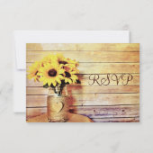 Twine Wrapped Mason Jar Sunflower Wedding RSVP (Achterkant)