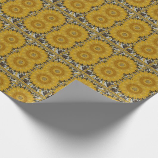 Twinin Sun flower Floral Pattern-ontwerp Cadeaupapier (Hoek)