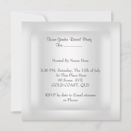 Twinins gender onthullen feestjongens Blauwe Roze Kaart (Achterkant)