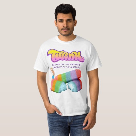 Twink Rainbow Cake Gay Pride LGBTQ+ T-Shirt (Voorkant volledig)