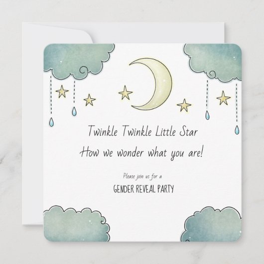 Twinke Twinkle Star Gender Reveal babyshower Kaart (Voorkant)
