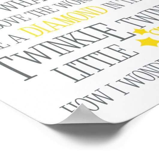 TWINKEL TWINKEL KLEINE STAR-8X10 ART PRINT-YELLOW POSTER (Hoek)