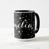 Twinkelbanden op zwart mok (Voorkant rechts)