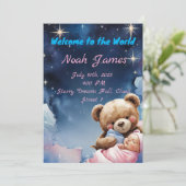 "Twinkelen Ster Baby Jongen Uitnodiging (Staand voorkant)