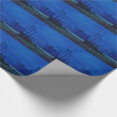 Twinkellichten in een blauw gebergte cadeaupapier (Hoek)