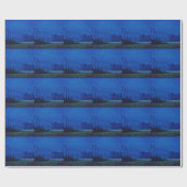 Twinkellichten in een blauw gebergte cadeaupapier (Vlak)