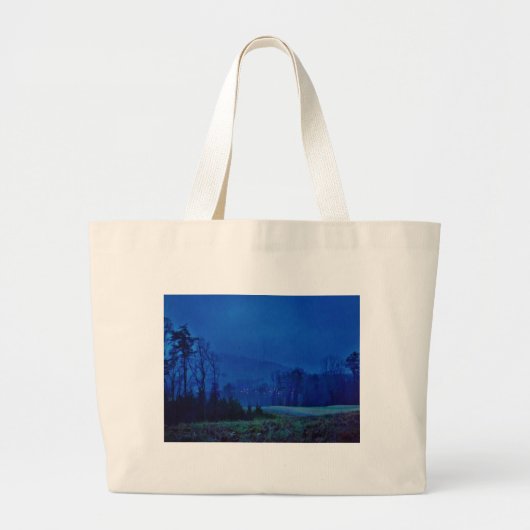Twinkellichten in een blauw gebergte grote tote bag (Voorkant)